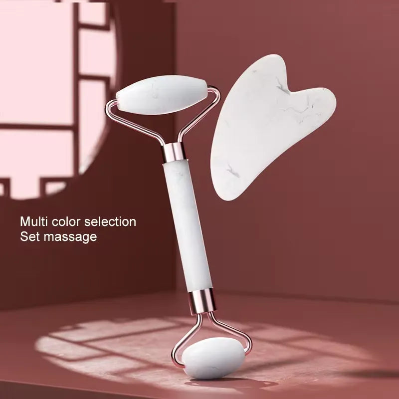 GlowSense face & eye roller used on under-eye area. GlowSense face & eye\ roller massaging cheeks 