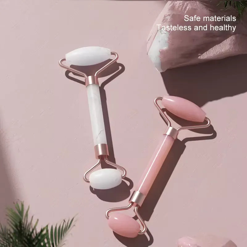 GlowSense face & eye roller used on under-eye area. GlowSense face & eye\ roller massaging cheeks 