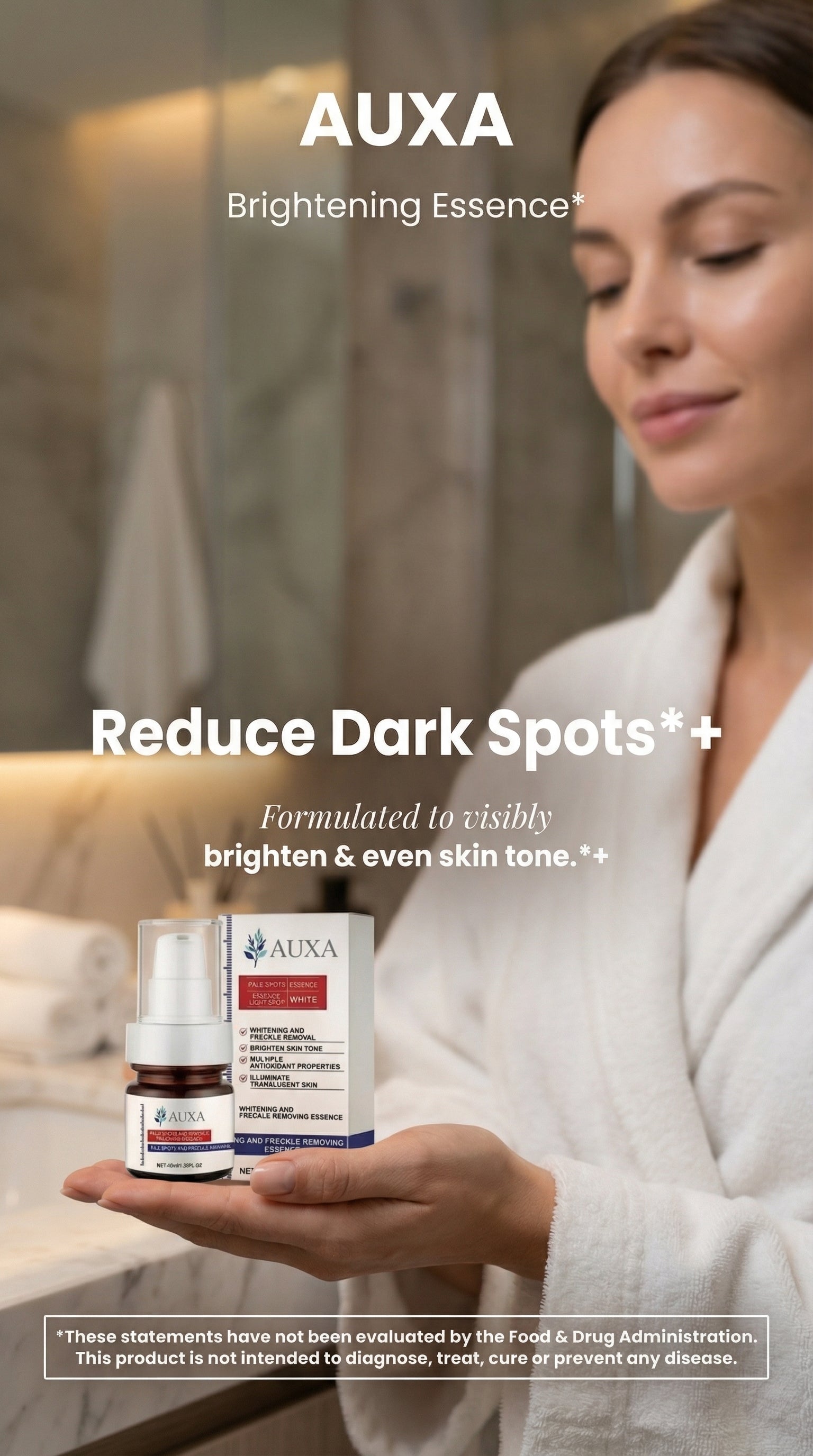 AUXA Vitamin C Face Cream brightening essence for reducing dark spots and evening skin tone.