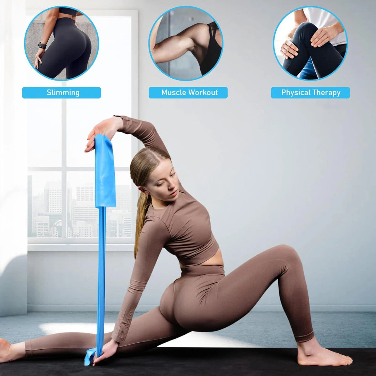 Set of Yoga Elastic Resistance Bands showing multiple resistance levels