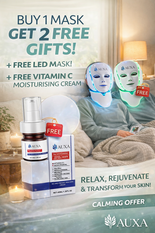 LED Beauty Mask with Neck Attachment on model